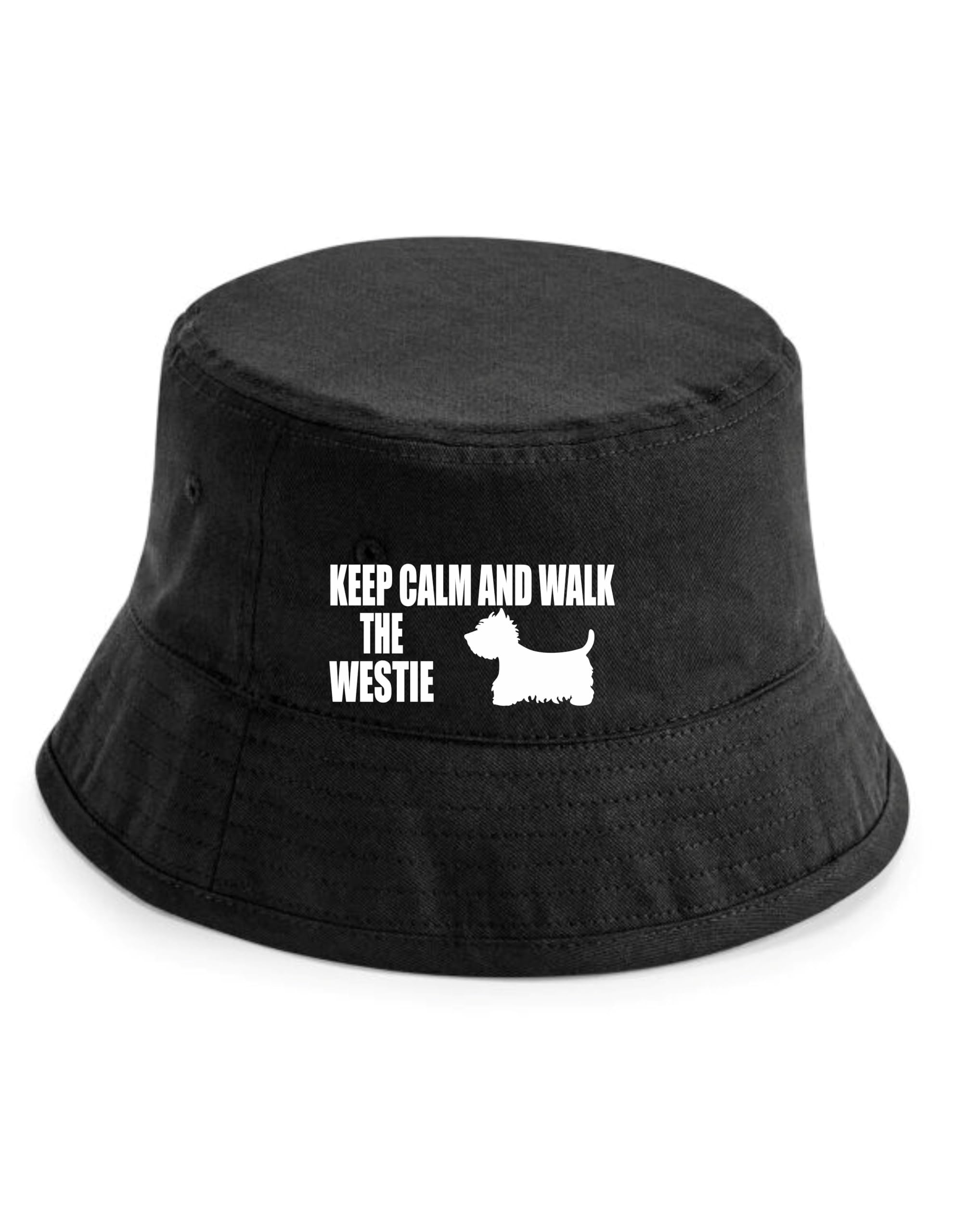 Print4U Keep Calm & Walk The Westie Bucket Hat Dog Lovers Gift for Men & Ladies Black SM
