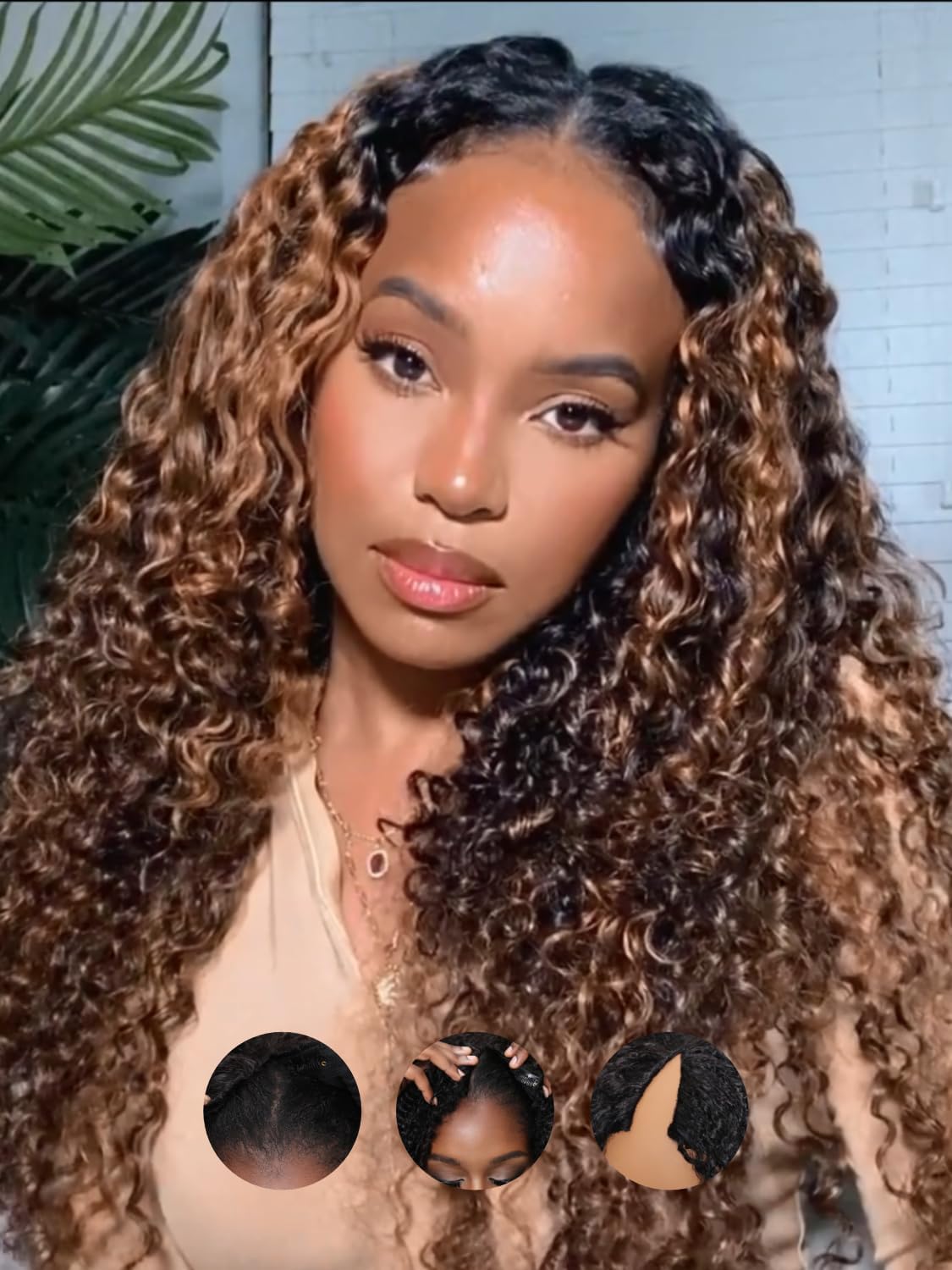 Perruque naturelle brésilienne bouclée de qualité premium 26 pouces couleur Ombre - 8