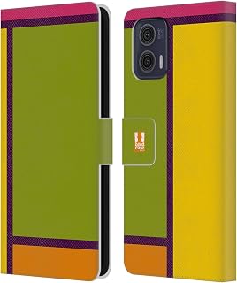 Head Case Designs Preppy Hued Tiles Leather Book Wallet Case Cover Compatible with Motorola Moto G73 5G