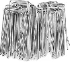 Garden Pegs, 45 Pack Weed Membrane Pegs 4 Inch/100 mm Galvanised Steel Ground Pegs Strong U-Shaped Garden Stakes for Fabric, Weed Control Membrane, Artifical Grass, Matting, Netting, Hoses (4 inch)