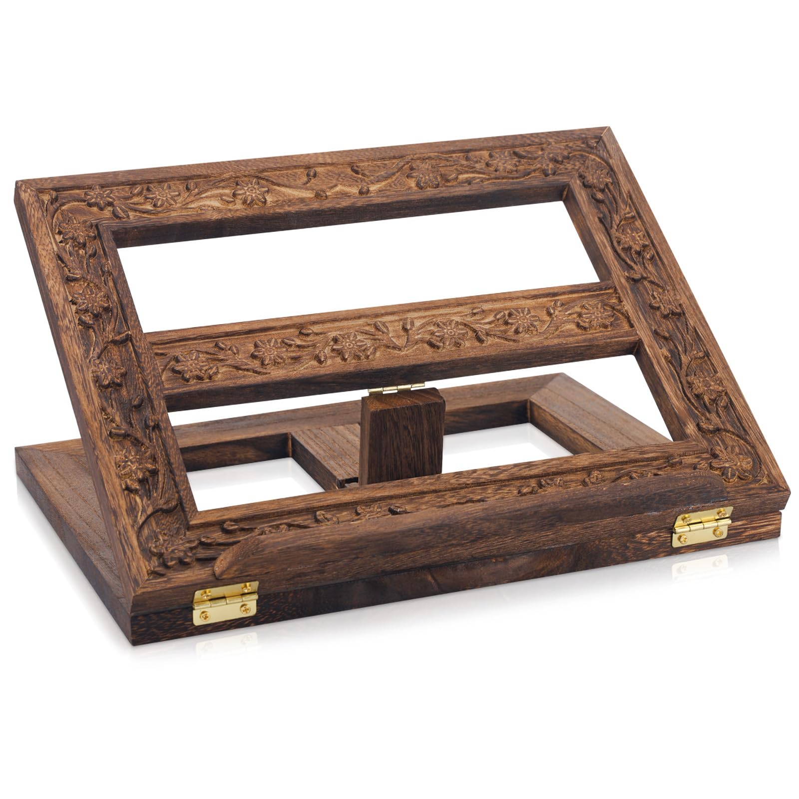 DERTE Support réglable en bois sculpté pour livre de missel pour table | Support de présentation pliable 25,4 x 33 cm pour lire des livres et prières religieuses