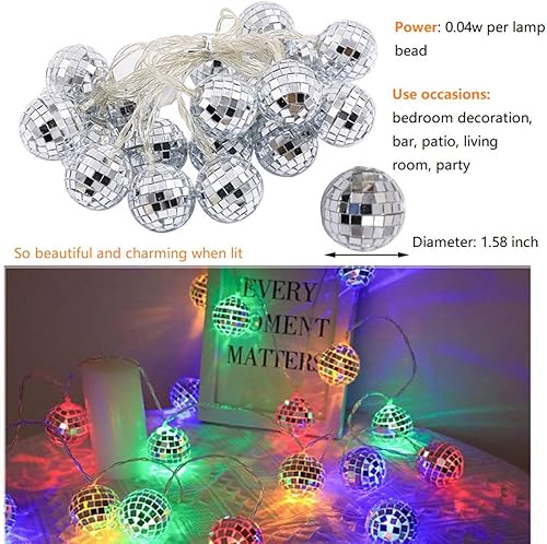 Miniatura 10 de Campanillas de viento de bola de discoteca solar, luz para jardín, patio, decoración al aire libre, bola de discoteca, difusor, decoración de