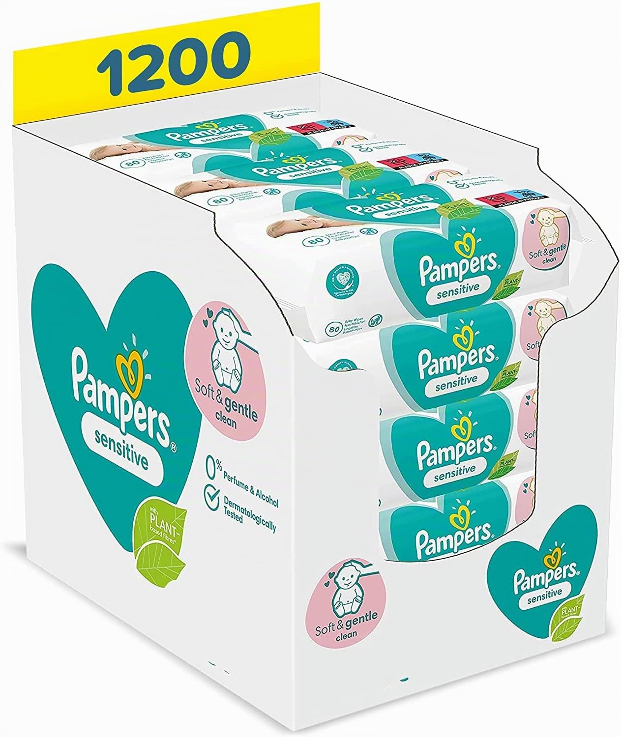Bright Starts, Deluxe Türhopser mit sicherer und stabiler Türrahmenklemme & Pampers Sensitive Baby Feuchttücher, 1200 Tücher (15 x 80)
