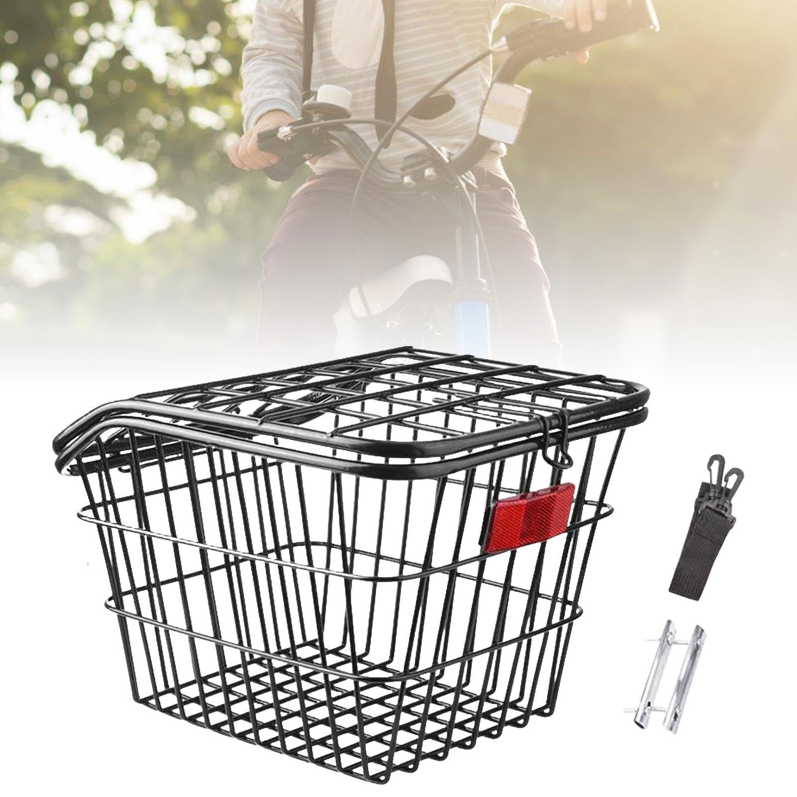 YIJU Rear Bike Basket Black Bicycle Basket for Biking Hiking Child Folding Bikes