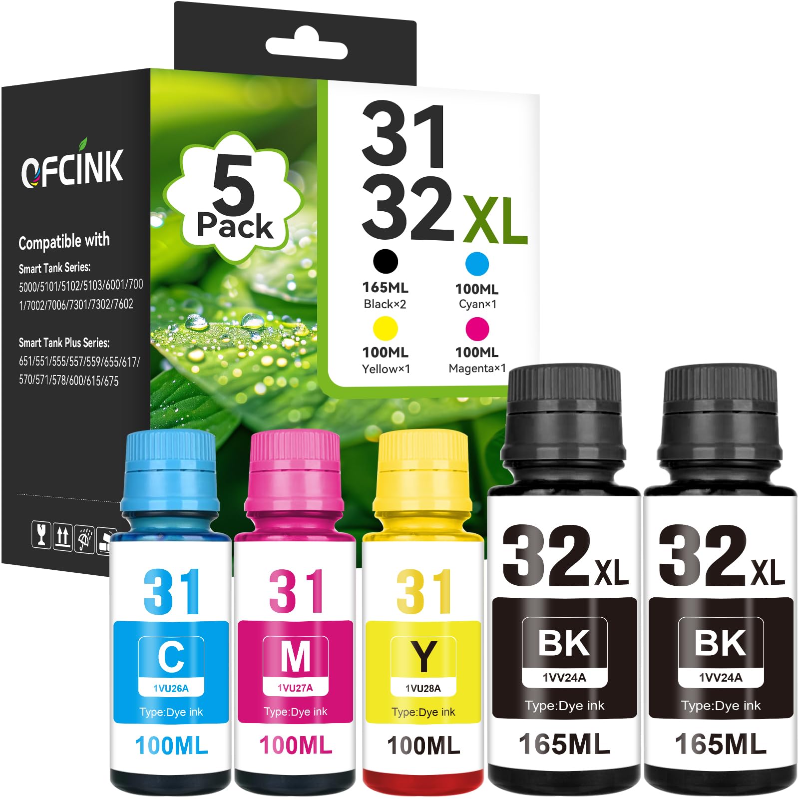 Amazon.com: 31 32XL Ink Bottle Set, Smart Tank 5000 5101 7602 570