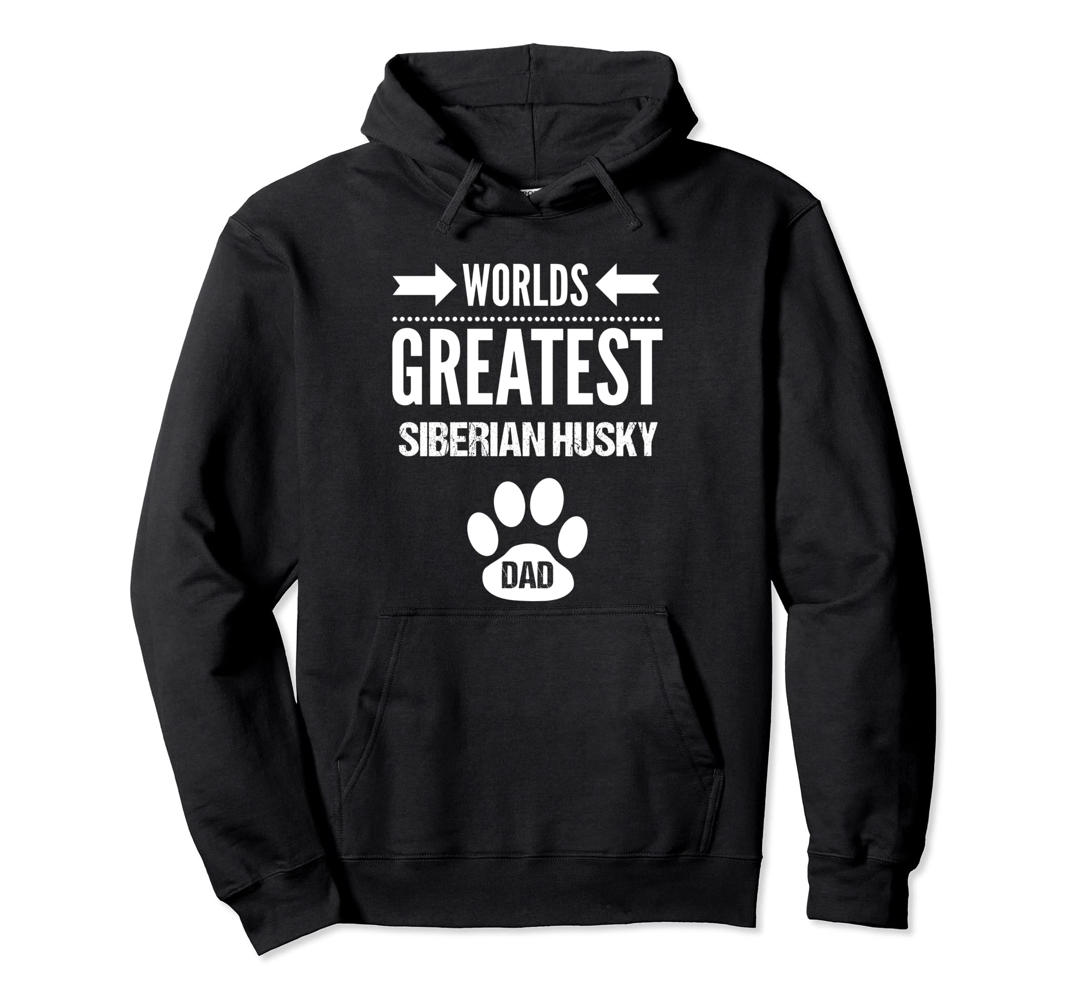 Worlds Greatest Siberian Husky Dog Dad Paw Print Pet Love Pullover Hoodie, Black