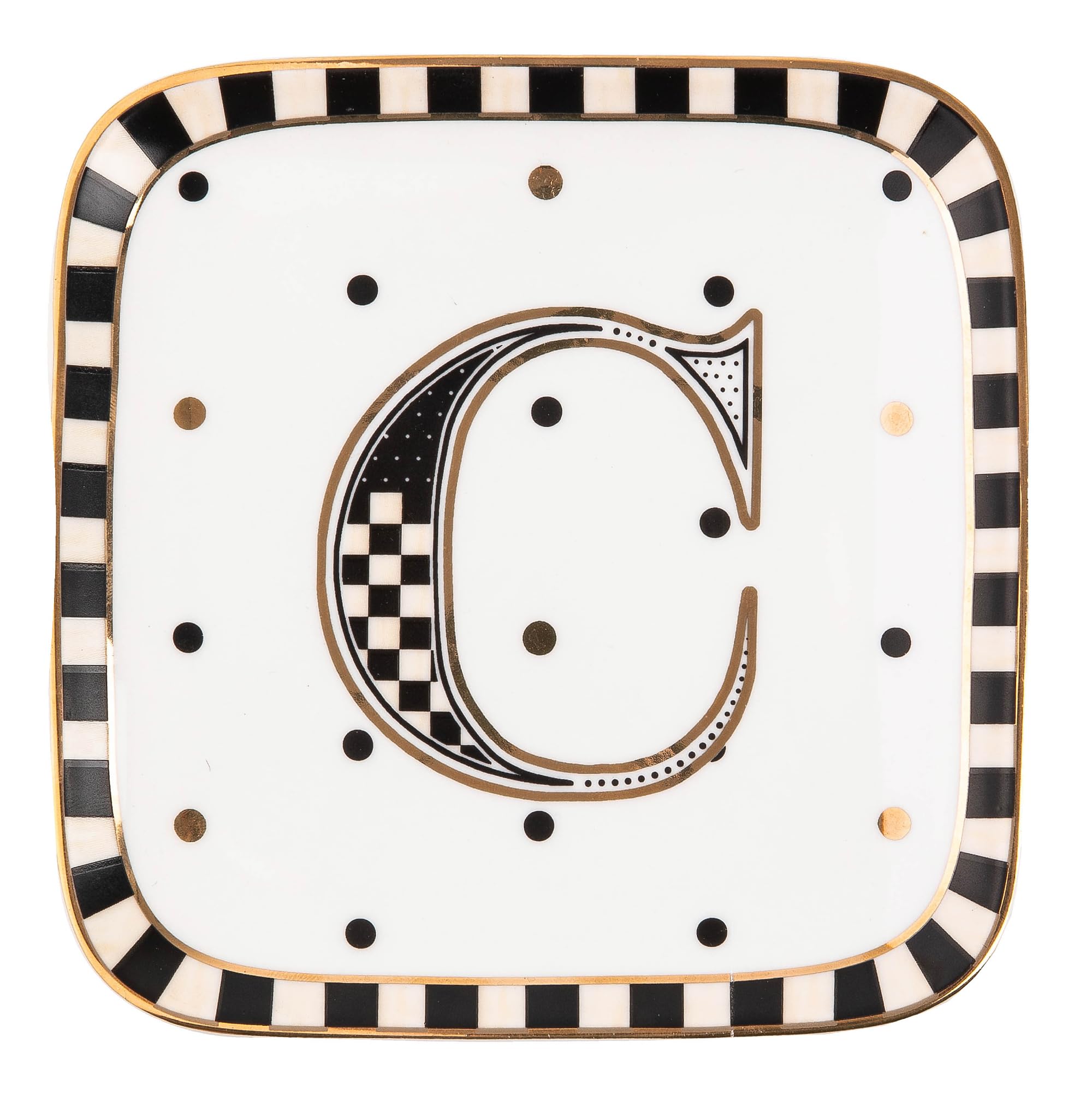 Amazon.com: MACKENZIE-CHILDS Monogram Dish, Decorative Ceramic