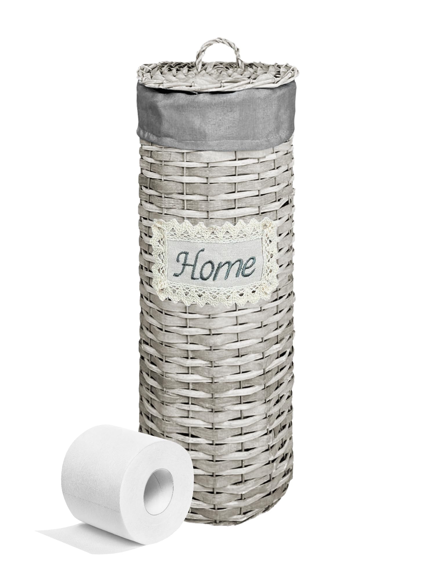 Portarotolo Carta Igienica Da Terra Con Coperchio Portacarta Struttura Robusta In Metallo In Vimini Intrecciato Fino a 4 Rotoli Con Rivestimento Elegante Design Moderno Accessori Bagno - Home