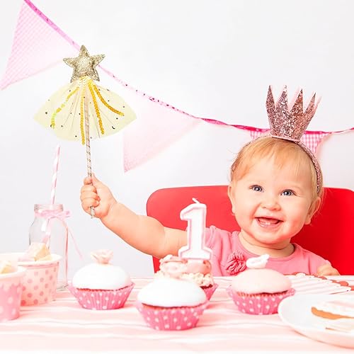 Miniatura 6 de Mezchi 12 varitas de princesa para niñas pequeñas, varita mágica de 12 pulgadas para niños, varita de hadas con purpurina, varitas de princesa para