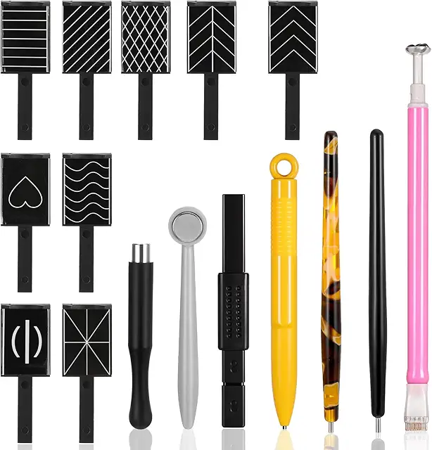 Kit de 16 stylos magnétiques pour nail art œil de chat - Effet 3D professionnel