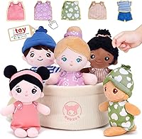OUOZZZ Set of 5 Multicultural 8.8" Soft Plush Baby Dolls in Basket - Diversity Inclusion Toys for Toddlers Preschool Daycare