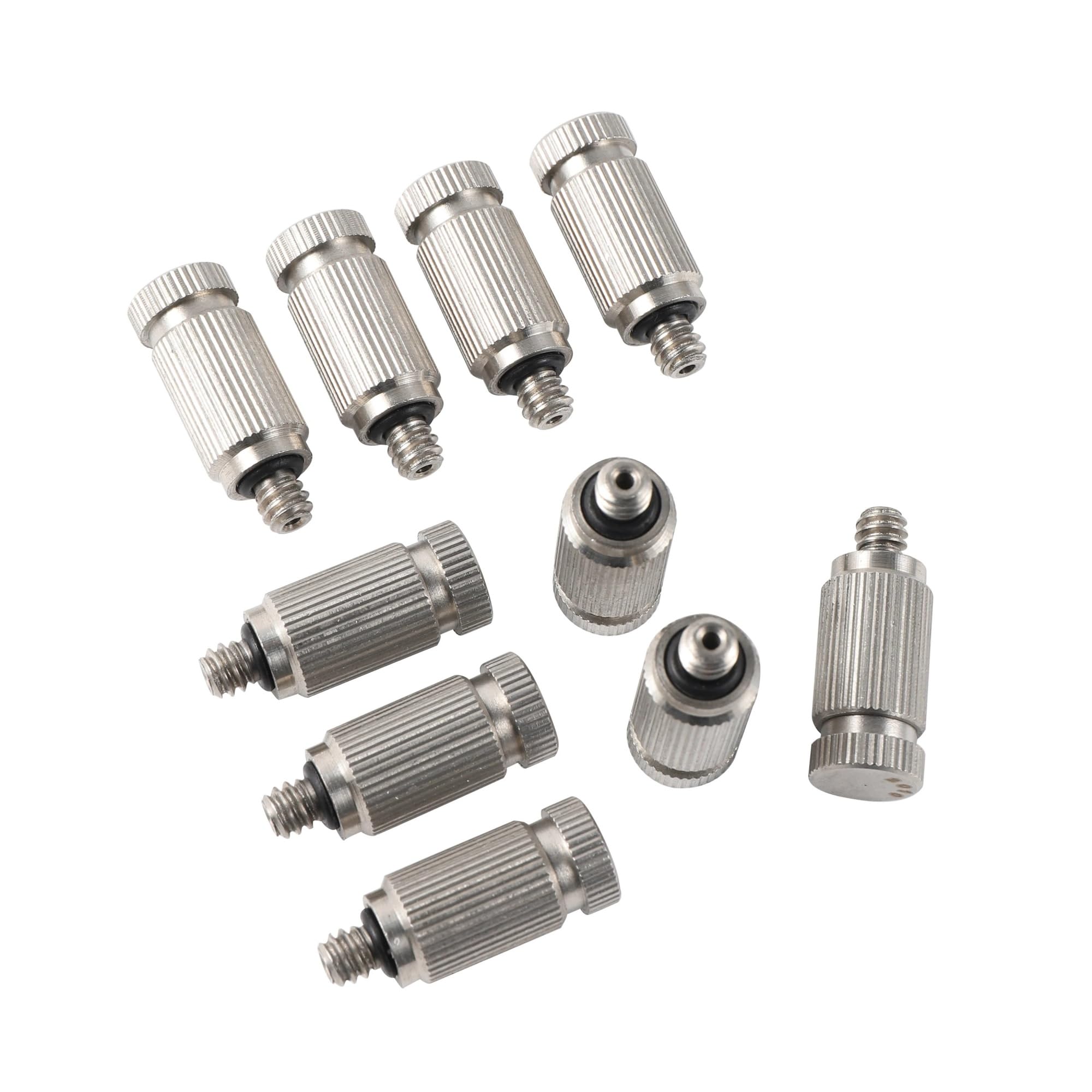 Boquilla de atomización de Alta presión de Acero Inoxidable 304 con Rosca de 3/16" para riego de Jardines y paisajismo, 50 Unidades (Color: Plata, Tamaño: 0,15 mm)