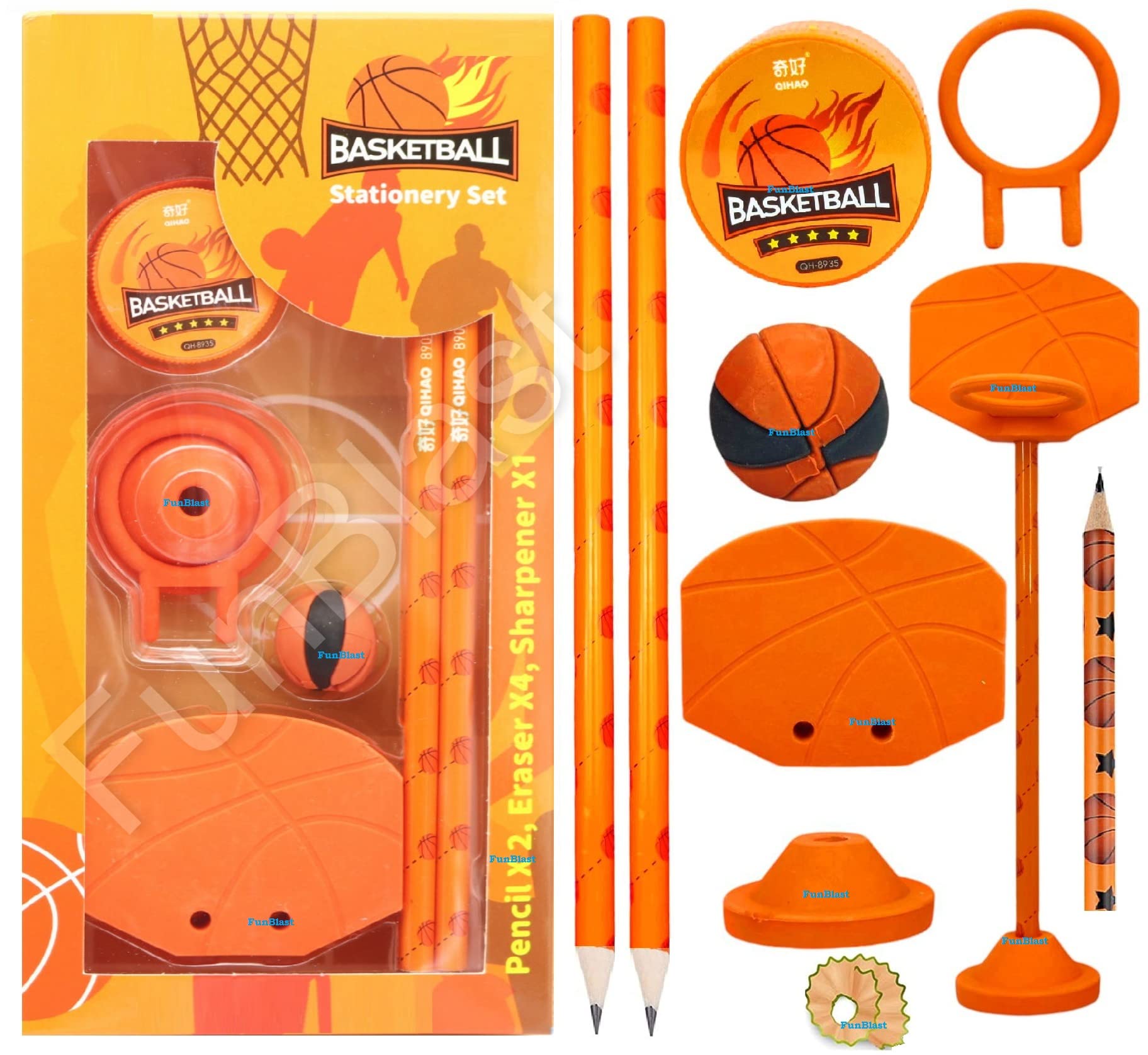 FunBlast Stationary Kit Basket Ball Theme Stationary Set for Kids, Pencil, Sharpener, Eraser Set for Kids, Boys and Girls, Birthday Return Gift Stationary Set (Multicolor)-image-11