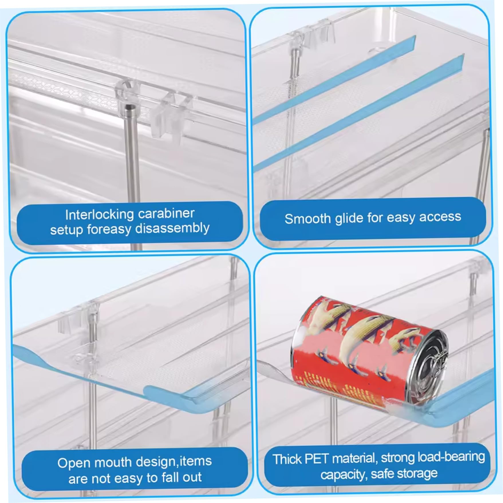 Soportes para latas de despensa, organizador de latas de 3 niveles, organizador de plástico transparente para alimentos enlatados, ideal para armarios de cocina, mostradores y refrigeradores