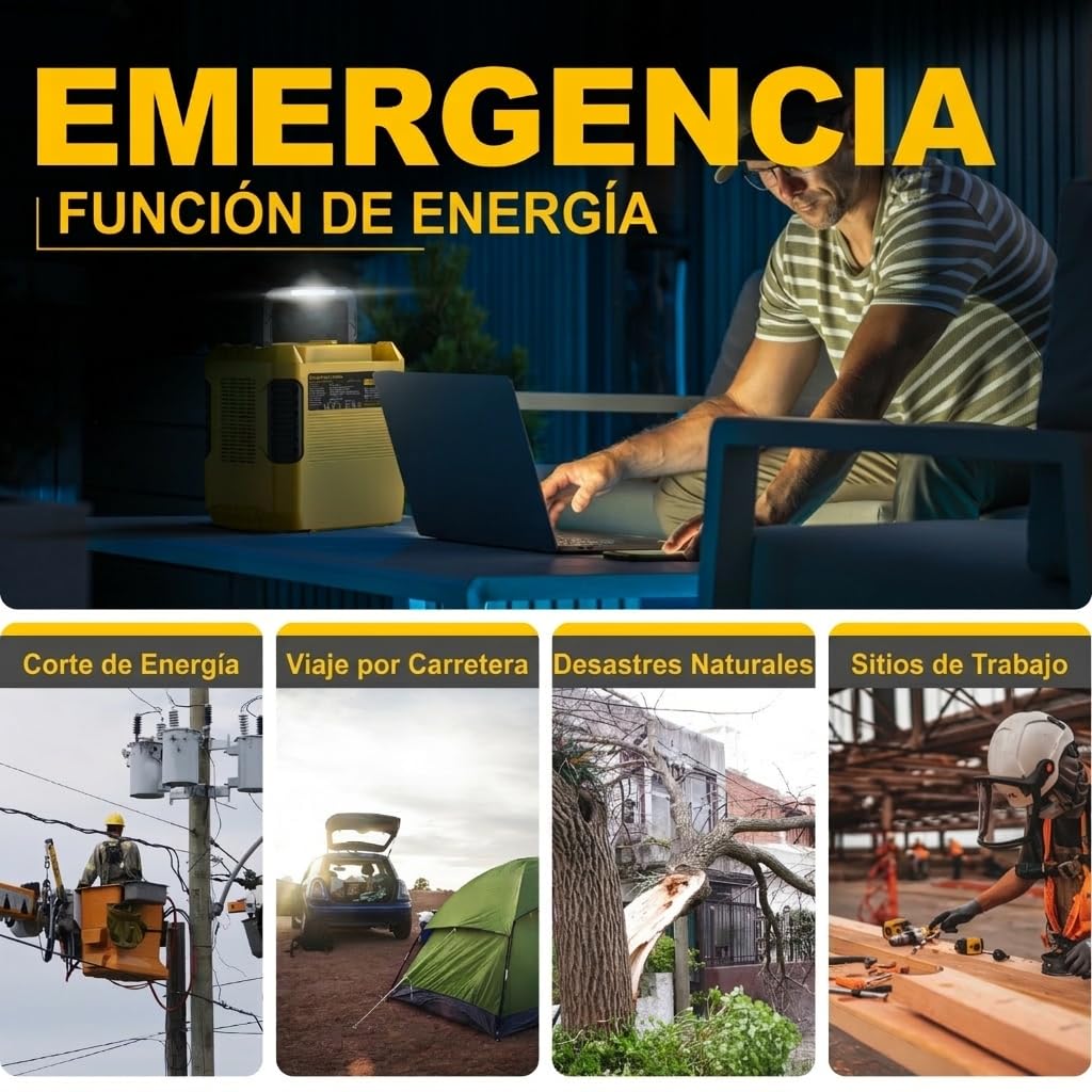 Togo POWER estación de energía portátil 1000W 1037Wh, generador solar con batería LiFePO4, pantalla LCD, 4 modos de carga y 8 salidas para camping y cortes eléctricos