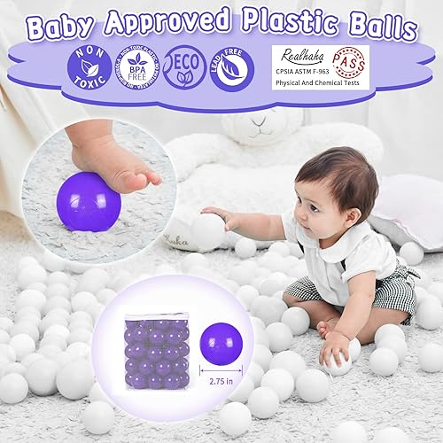 Miniatura 2 de Realhaha Pelotas de 2.75 pulgadas, grandes, coloridas y duraderas, no tóxicas y sin BPA, perfectas para sala de juegos de interiorexterior,