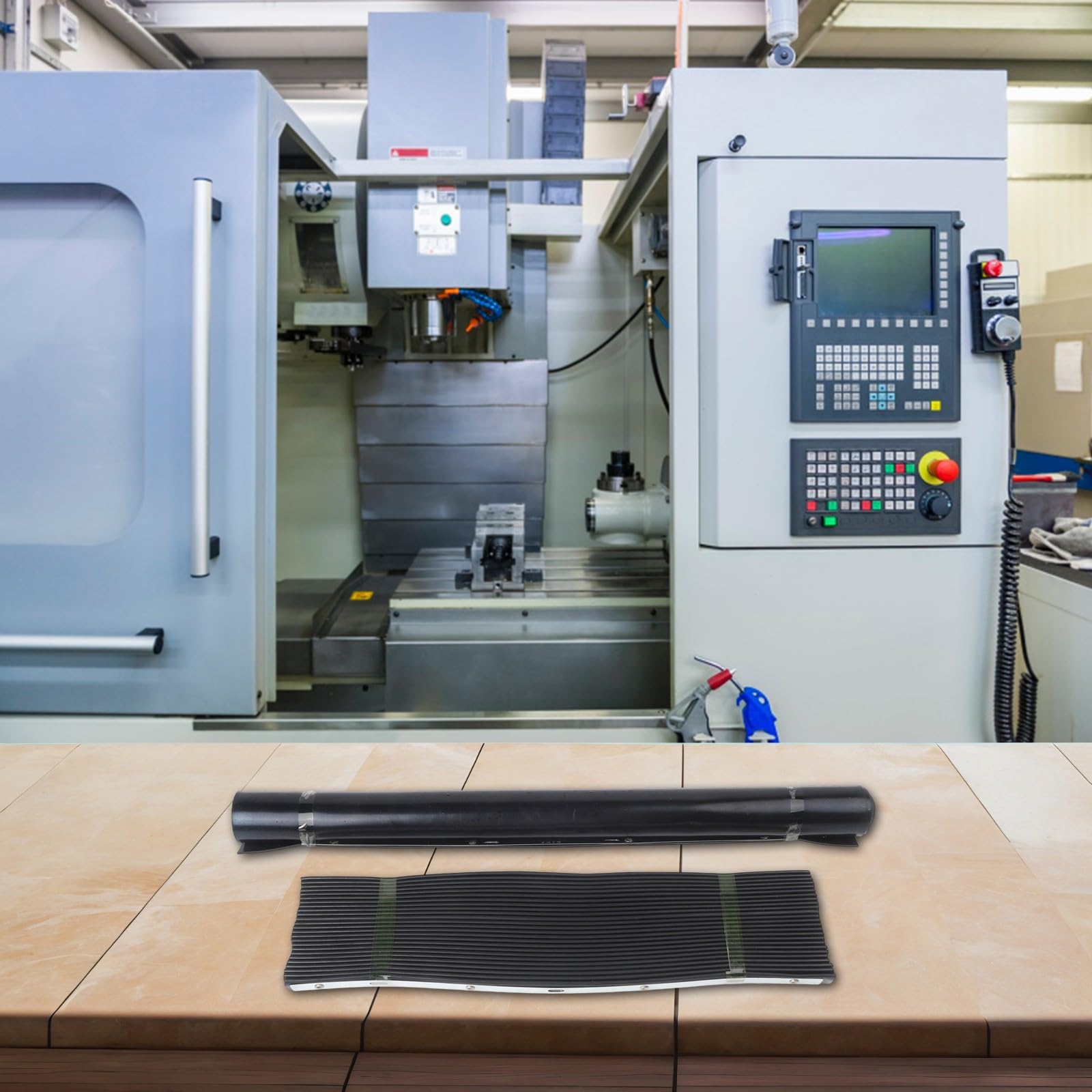 Teleskop-Schutzhülle, 400 x 600 mm & 500 x 650 mm, Organ Balg für Fräsmaschine, flexibler Schienenschutz, ölbeständiger Gummischild für CNC-Werkstatt (400 x 600 mm + 500 x 650 mm)
