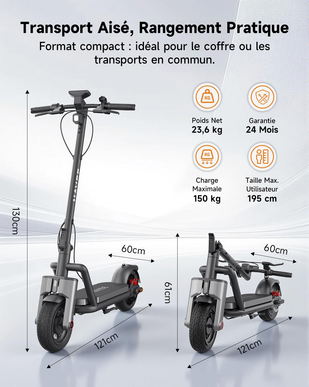 NAVEE N65i II Trottinette Electrique Adulte, 70KM Longue Portée, Moteur 1350W, Trotinette Électrique Pliable, App & Clignotants, Pneus 10,5" Larges, Freins Triples, Charge 150kg, TCS