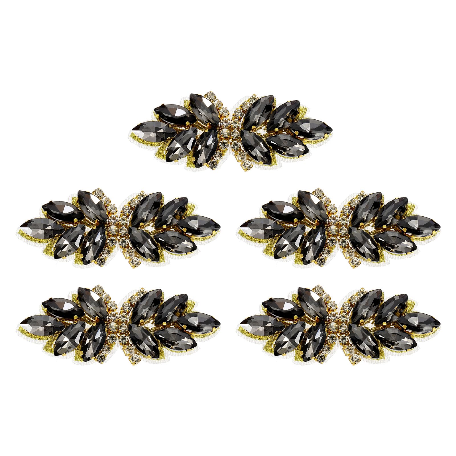 sourcing map 5Pcs Rhinestone Crystal Applique Handmade Beaded Patches