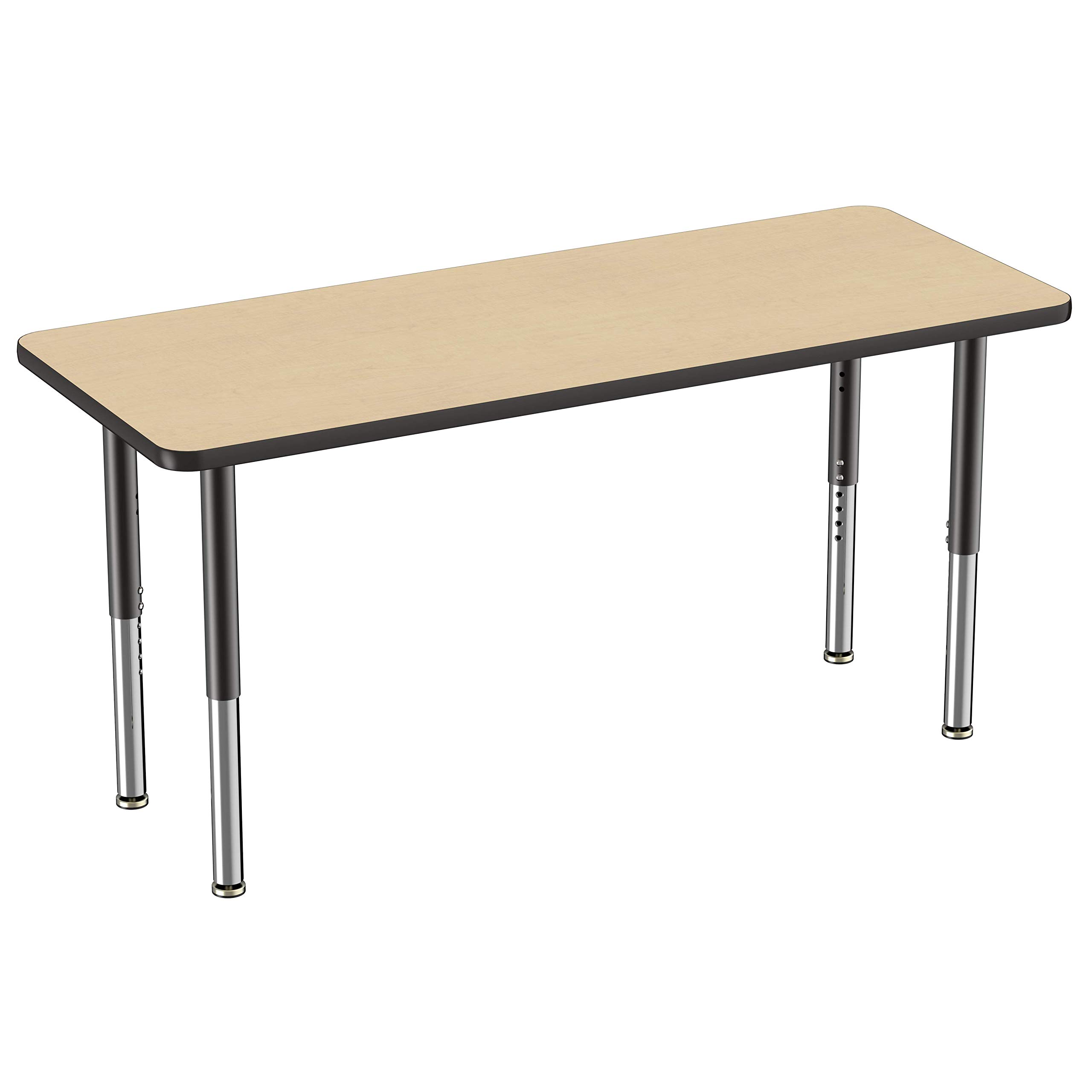 Factory Direct Partners FDP Mobile Rectangle Activity School and Office Table (24 x 60 inch), Super Legs with Glides and Casters, Adjustable Height 19