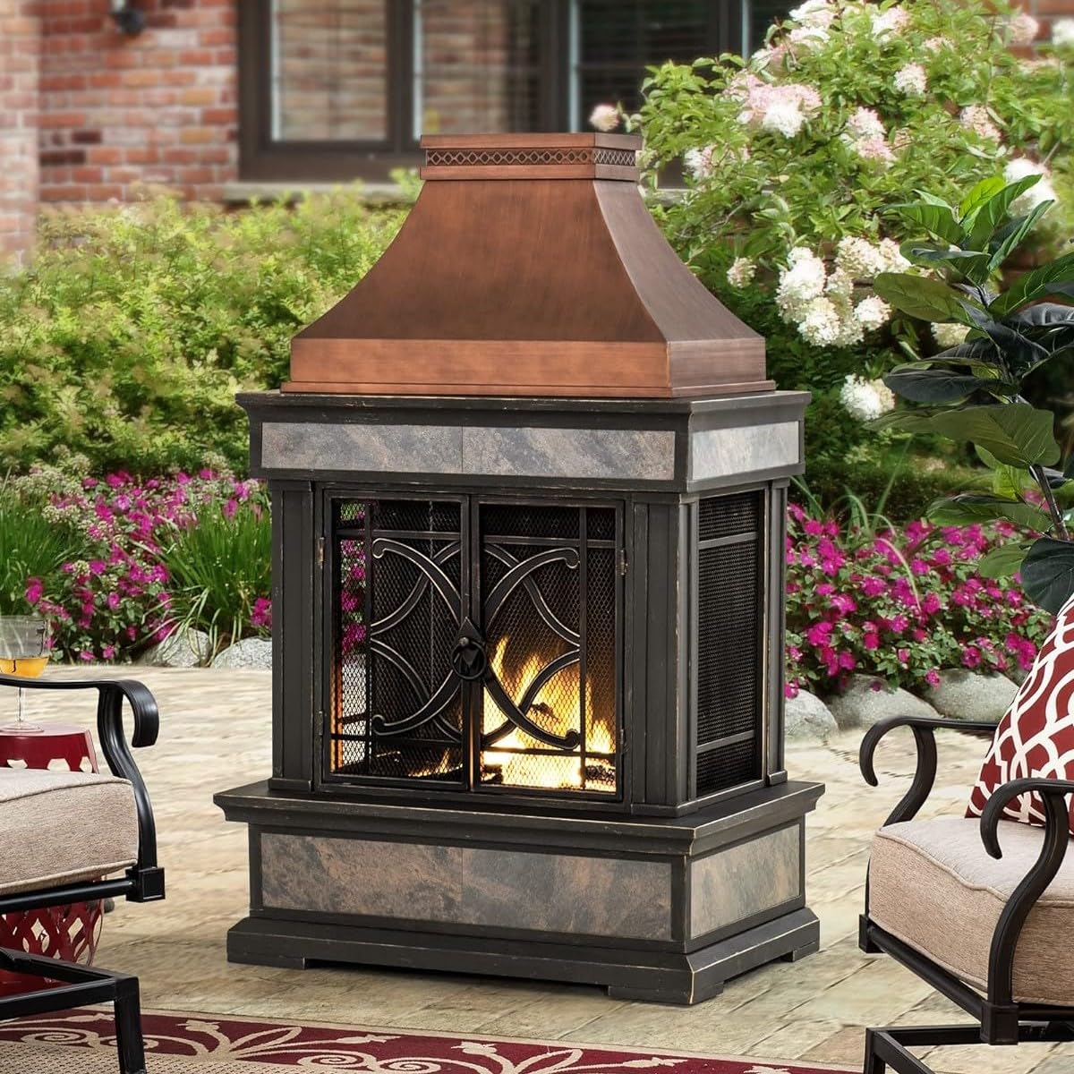 Sunjoy Stone-Look Fireplace