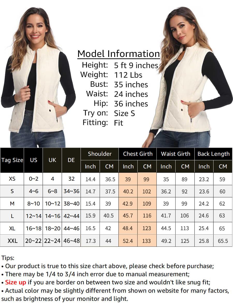 LONGKING Acolchado Chaleco de moda Mujer (Pack de 1)