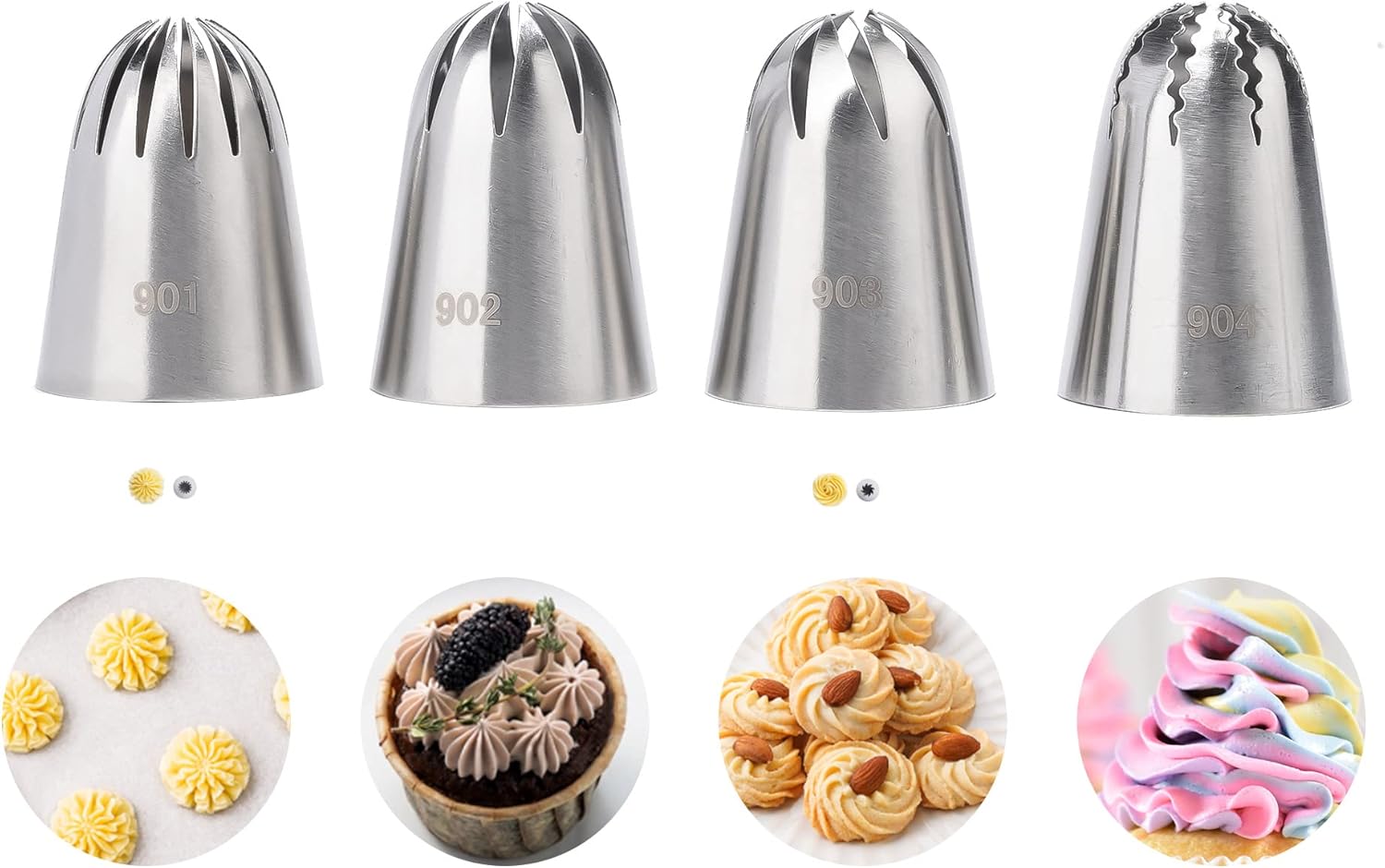 EBLLPA 4PCS Extra Large Piping Tips Set for Cupcakes Closed Star Pastry Tip Frosting Tips Large