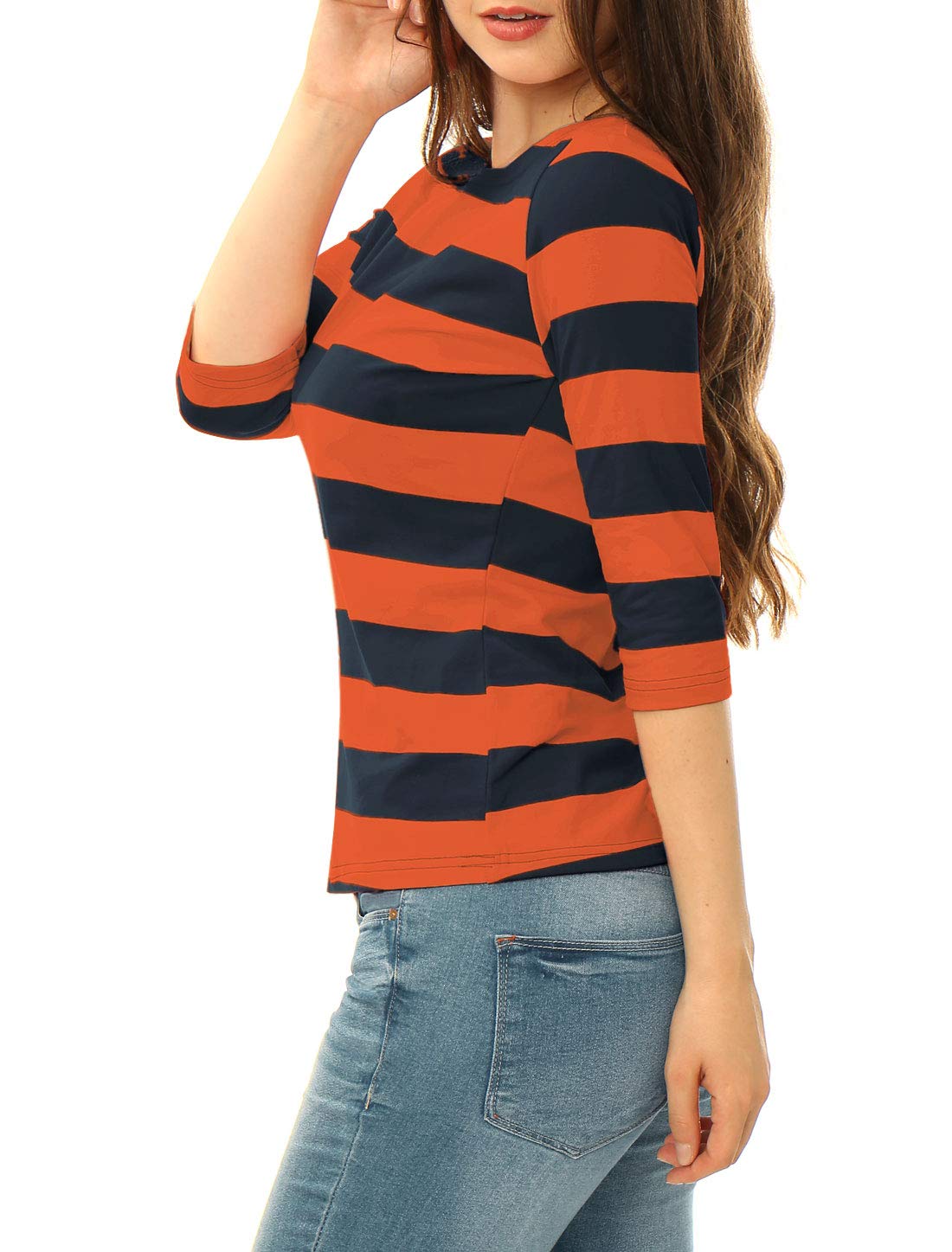 Allegra K Womens Striped Shirt Body Camicetta Donna