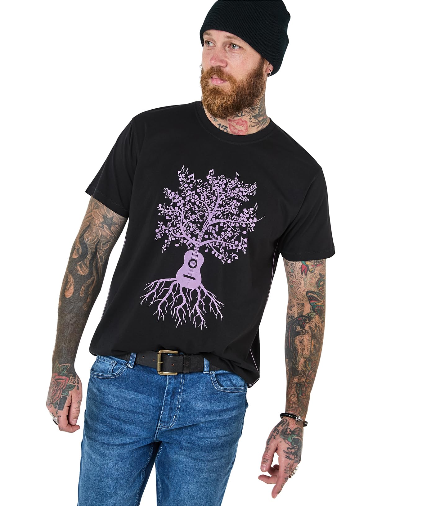 Joe Browns Men's Black Fashion Guitar Tree Graphic T-Shirt, Regular Fit, S