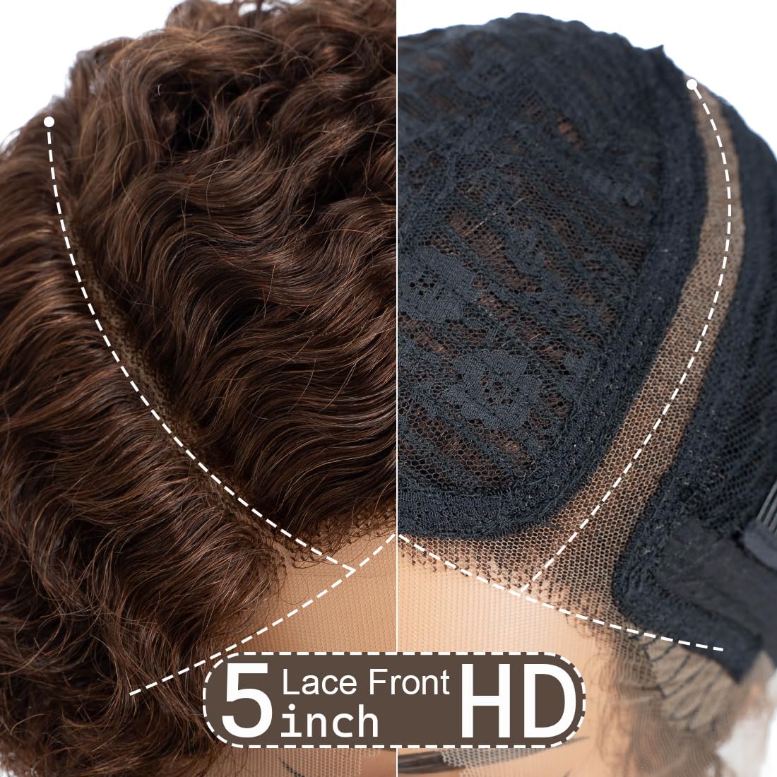Noble Star 8inch Curly Wave Pixie Cut Wigs Human Hair 13x5x1 L Part Bob Wig for Women Side Part Pixie Cut Lace Front Wig with Baby Hair Glueless Short Cut Bob Wig M4/33 - Image 3