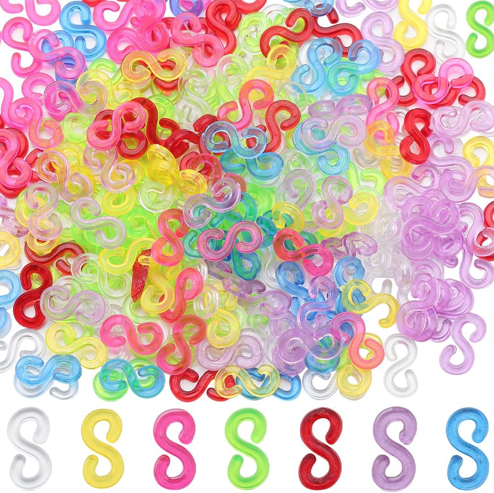 SUNNYCLUE 1 Box 1400Pcs Plastic S Clips Loom Bracelet