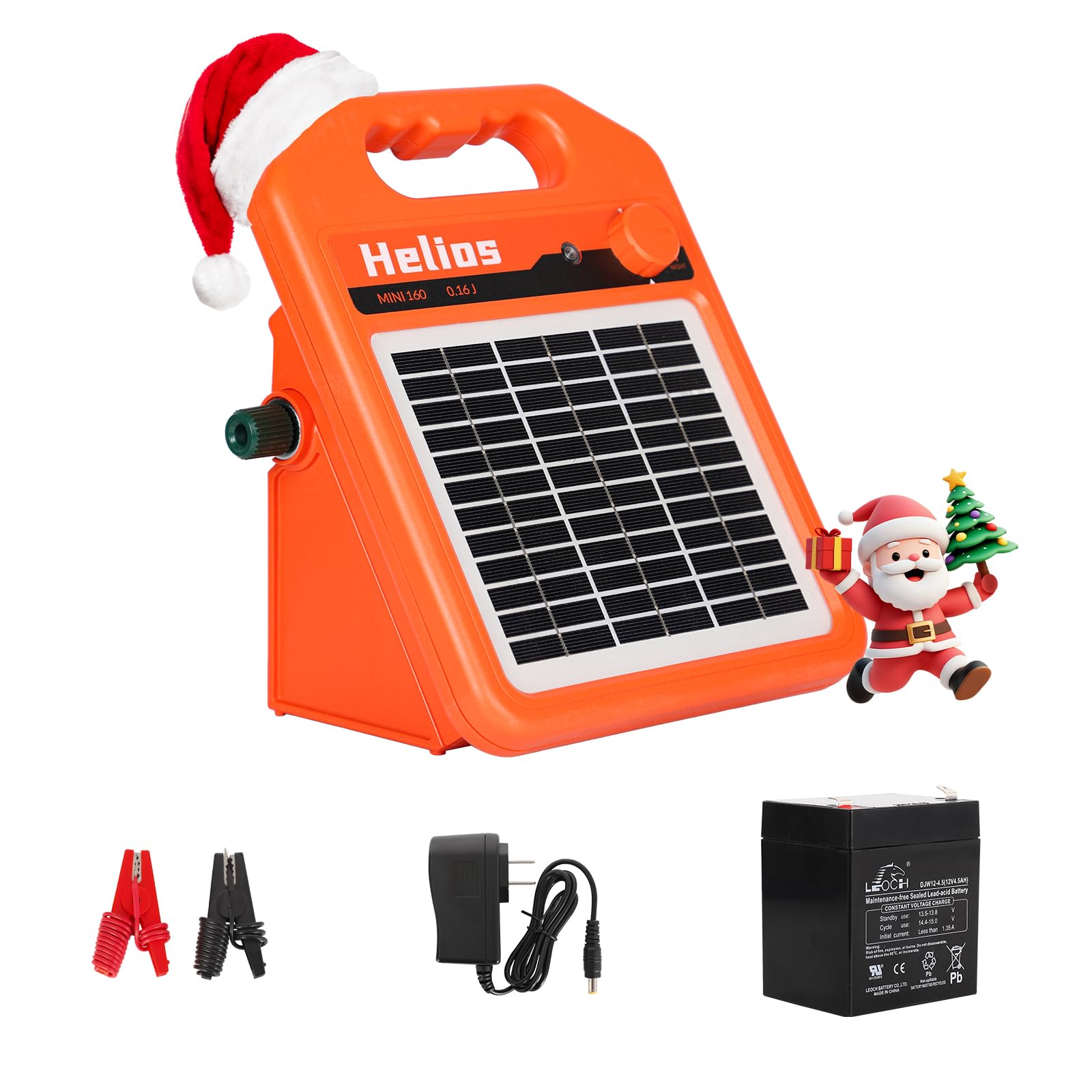 MINI160 2 Miles Solar Fence Charger, 0.16 Joule Solar Electric Fence Charger for Livestock, Pigs, Horses, Cattle Sheep, Solar Powered Electric Fence with Day or Night Mode, Easy Installation