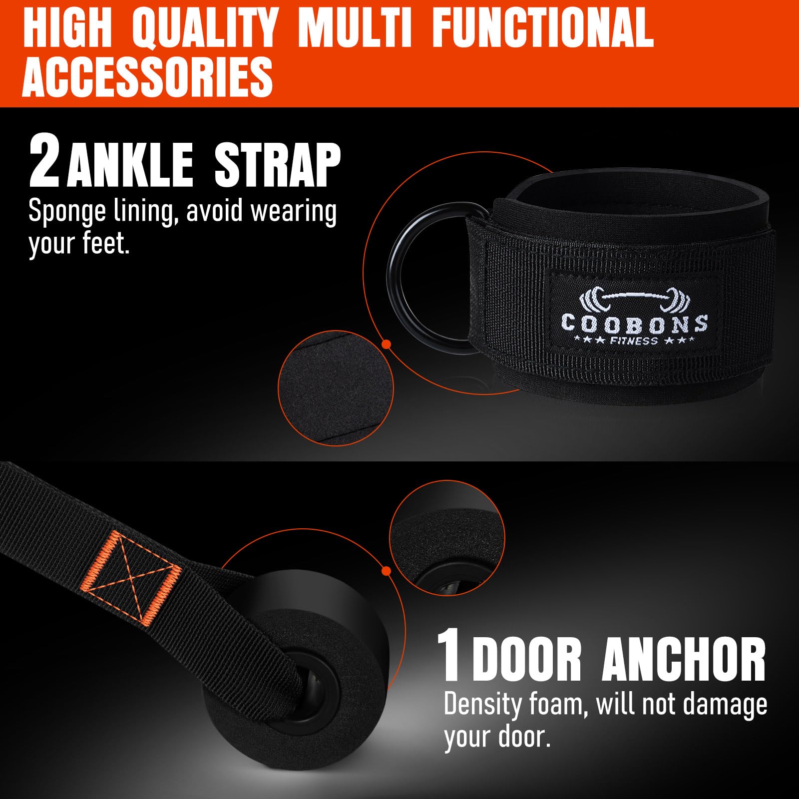 Bandas de resistencia con asas, bandas de ejercicio de 375 libras para entrenamiento, bandas de fitness, bandas de entrenamiento con anclaje de puerta y correas de tobillo, terapia física, yoga