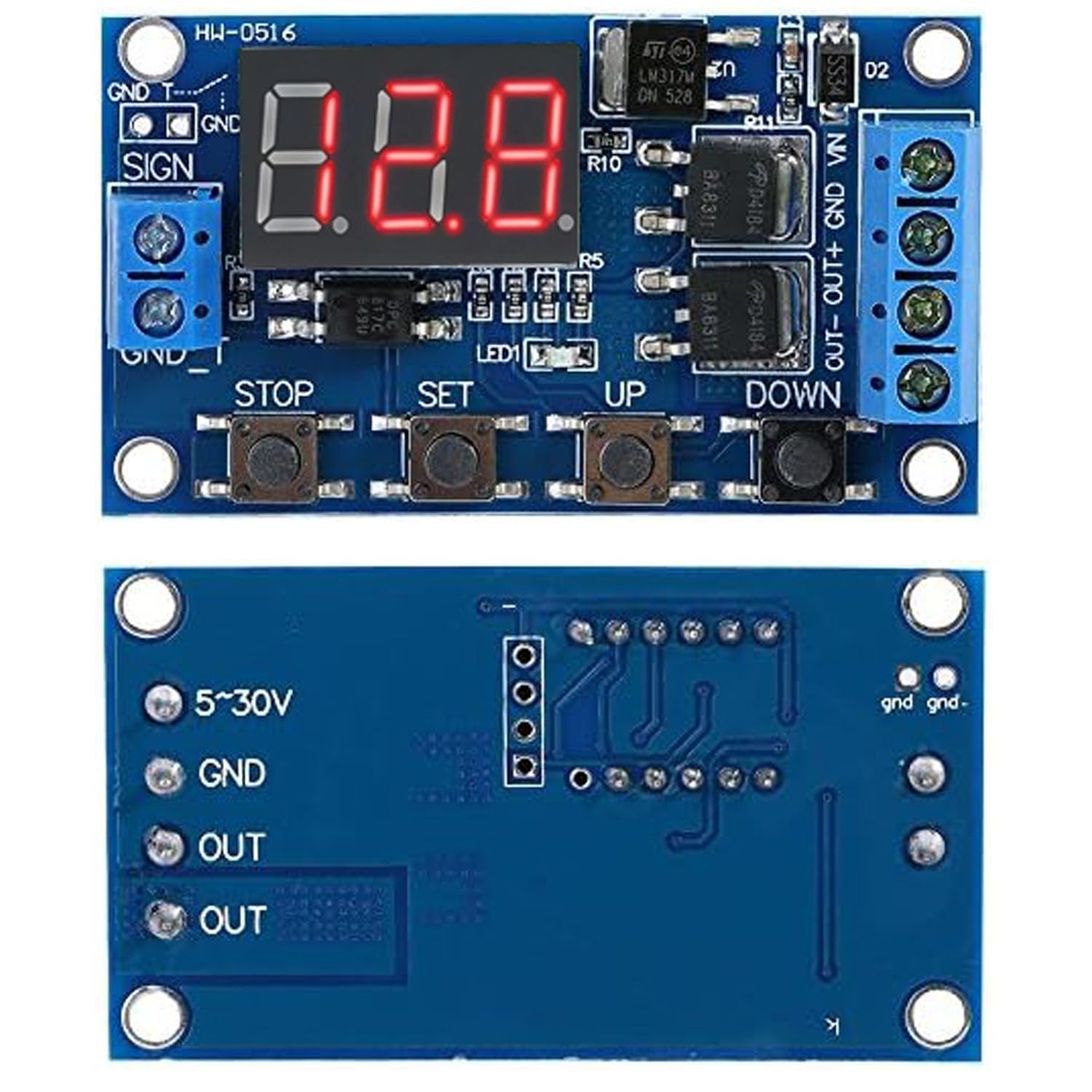 RUNCCI-YUN Rele Temporizzato,DC 5V 12V 24V 36V Trigger Cycle Delay Timer Switch Rele Temporizzato Modulo con Display LED