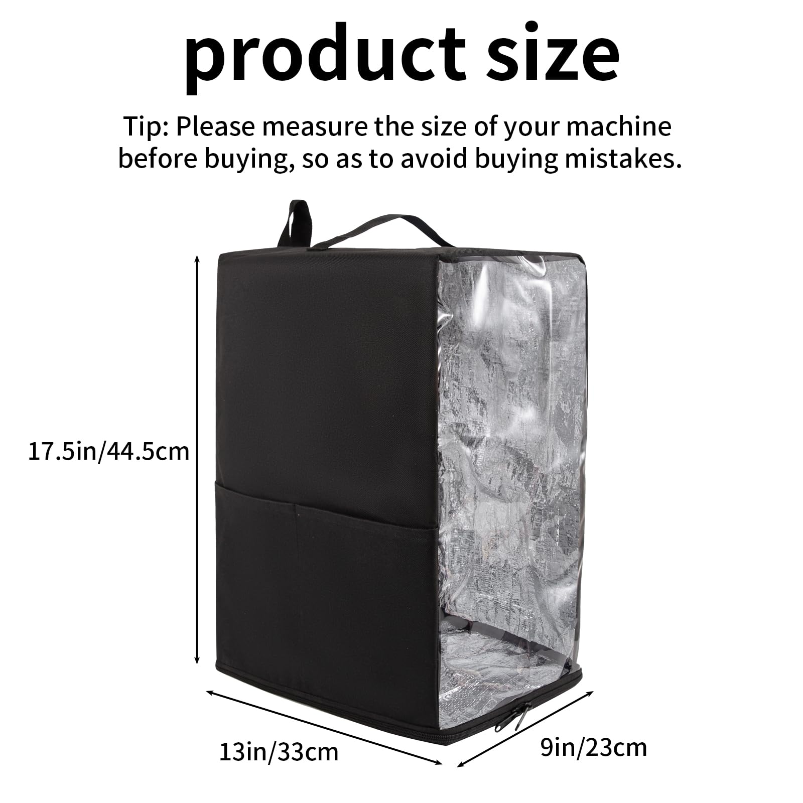 Dust Cover Compatible with Ninja CREAMi NC501, NC301, NC299AMZ, Ice Cream Maker Dust Cover with Hanging Strap and Pockets for Ninja Ice Cream Maker Machine, Black