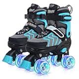 Nattork Kids Roller Skates for Boys & Girls, 4 Size Adjustable Rollerskates with Light Up Wheels for Teens Beginners Outdoor Sports, Birthday Gift for Toddler