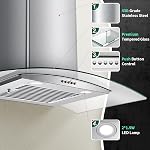 Range Hood 30 Inch, Tieasy Wall Mount Kitchen Hood with Ducted/Ductless Convertible Duct, Stainless Steel Chimney and Baffle Filter, 3-Speed Push Button, LED Lights