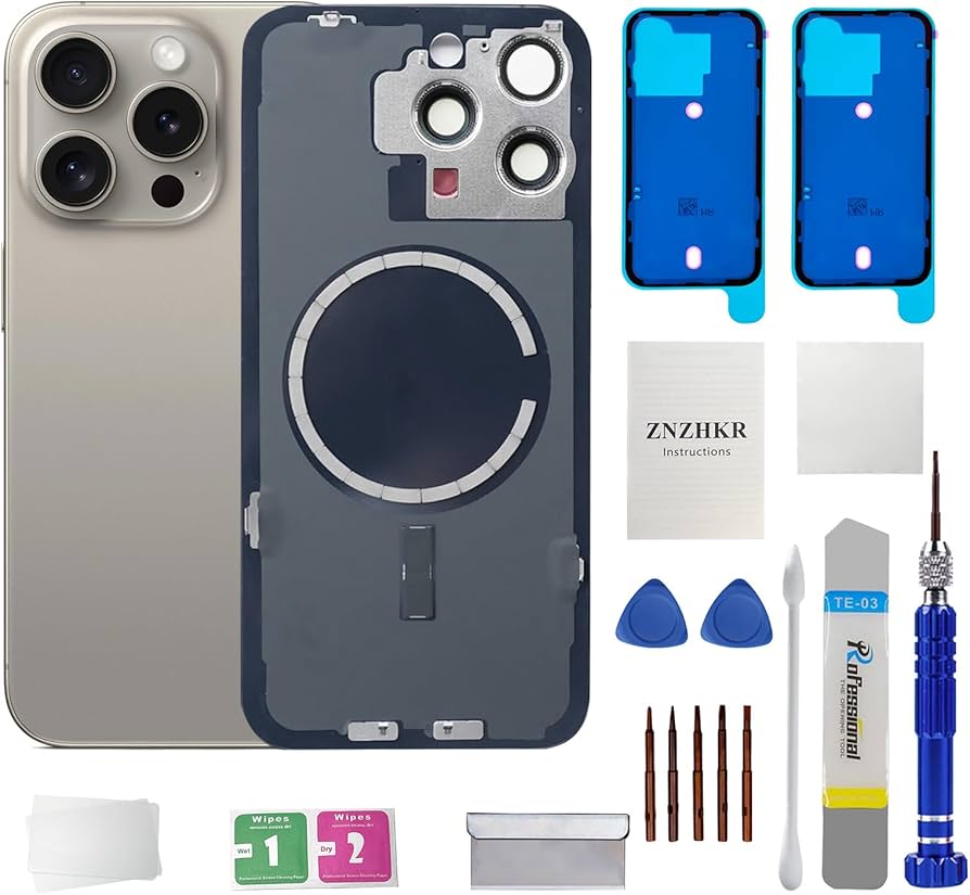 Amazon.com: ZNZHKR 15 Pro max Back Glass Replacement with Metal