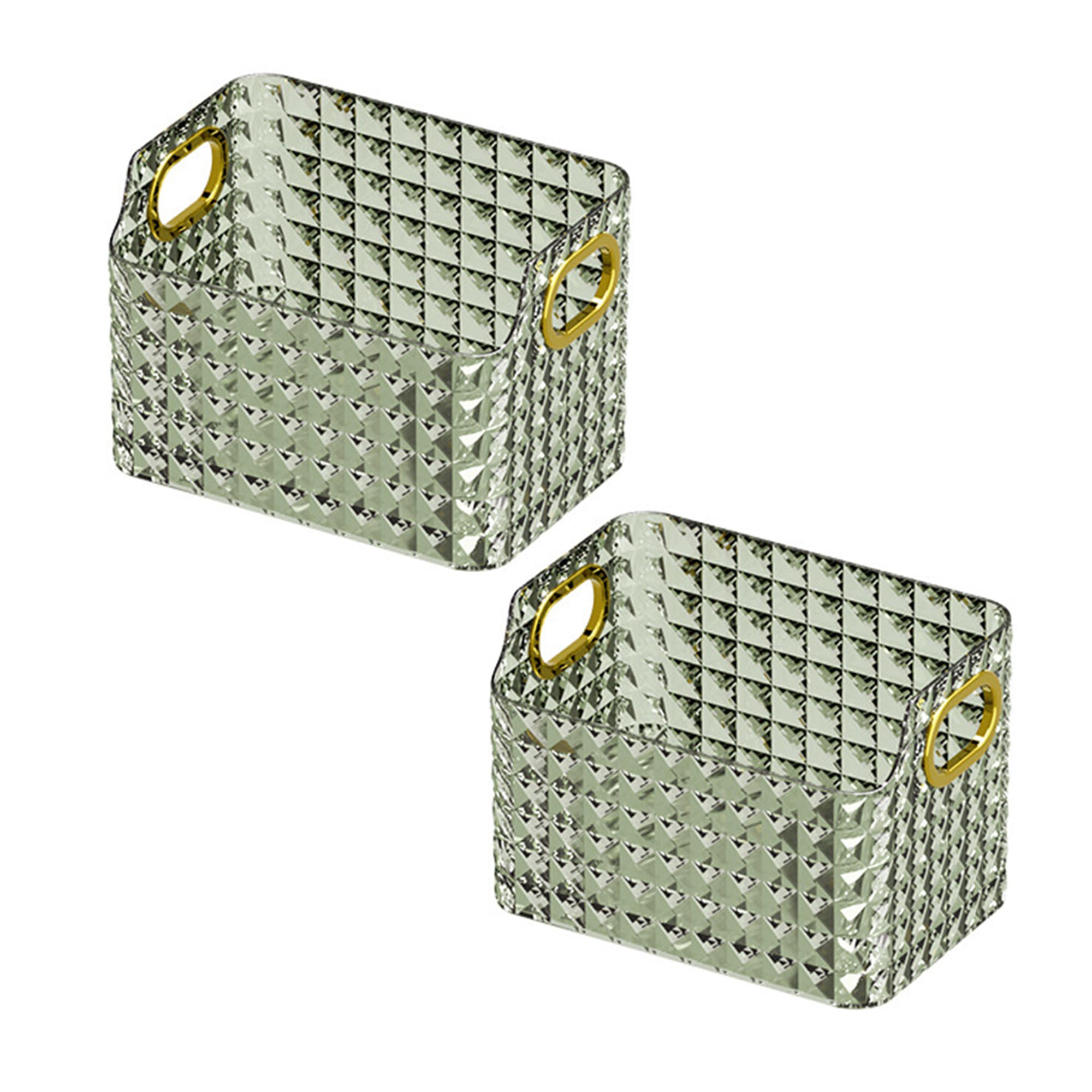 Kuber Industries Pack of 2 Makeup Desk Organizer | Diamond Cut Glass Finishing ABS | Multipurpose Cosmetic Organiser | large capacity | Skin Care Products Holder for Dressing Table | Dark Green (B0D797SKT6) Amazon Price History, Amazon Price Tracker