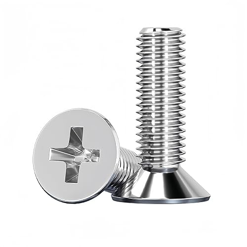 Miniatura 1 de NACX Tornillos de cabeza plana avellanados Phillips M3 x 1.378 in, A2-70, tono plateado, acero inoxidable 304, 100 unidades