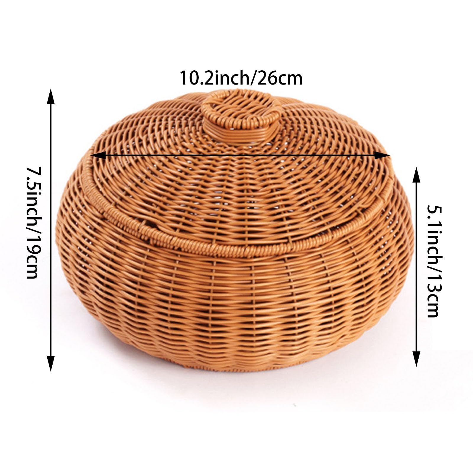 Cesto portaoggetti in rattan con coperchio, vassoio in vimini multiuso intrecciato a mano per cucina, picnic e decorazione della casa, ideale per organizzare