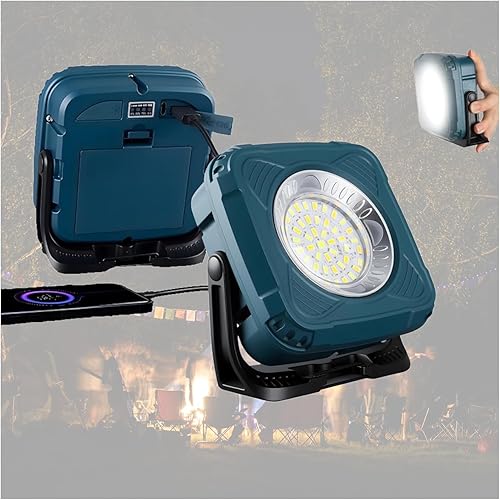 MW78 - Luz de trabajo portátil, banco de energía 2 en 1, luz de inundación recargable con trípode y soporte magnético, carga USB tipo C, 4 luces LED