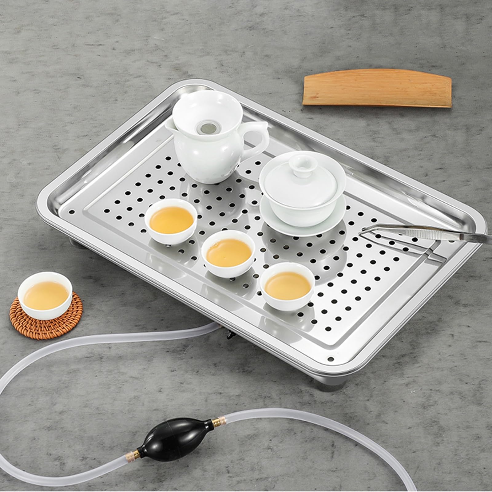 Bandejas de Goteo de Acero Inoxidable 304, Tray de Cocina, con Tubo de Drenaje en La Parte Inferior, Ideal para Comedor y Sala de Estar(40x30CM/16x12IN)