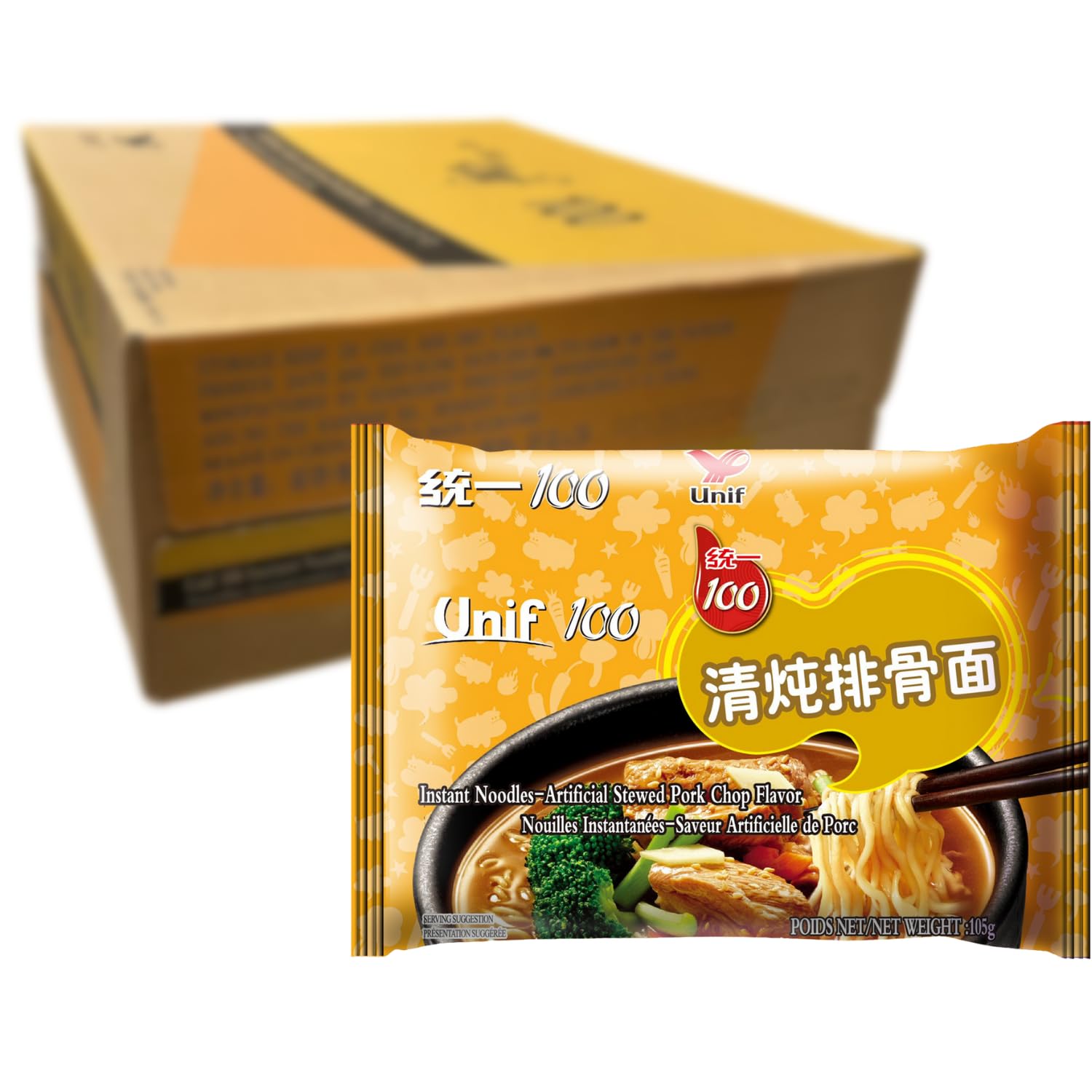 Tongyi Noodles al gusto di maiale al vapore pacco da 24 x 105 gr