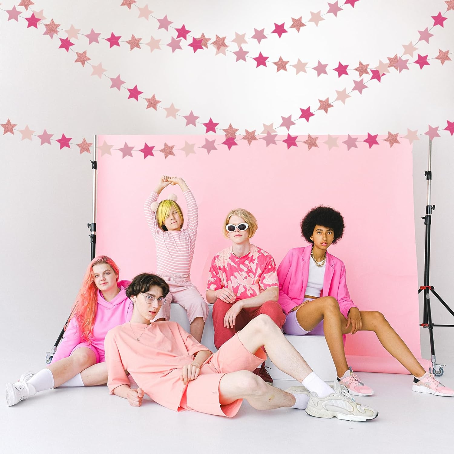 Hot-Pink Rose-Gold Party Decorations Garland - 62ft Twinkle Little Star Hanging Streamers Banner,Birthday Wedding Bridal Baby Shower Bachelorette Engagement Decor Hugtmr - Image 6