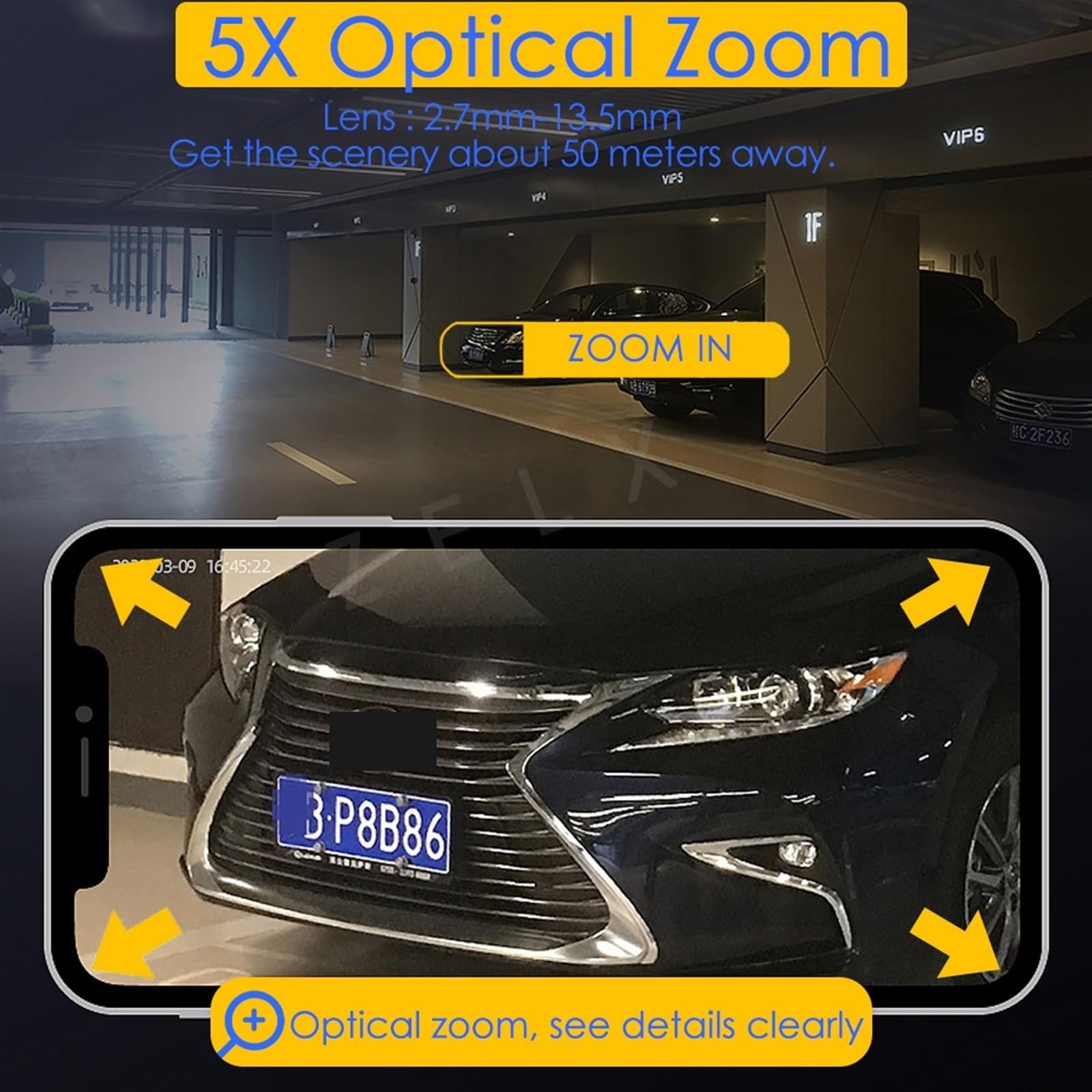 Kamery Monitoringu, Kamera IP 5MP PTZ CCTV kamera bezpieczeństwa Alarm automatyczne śledzenie bezprzewodowy nadzór wideo 5-krotny zoom optyczny IP66 na zewnątrz(5MP Cam X64G SD)