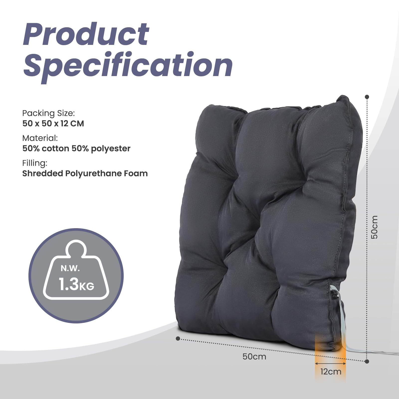 HOMECALL Gartenbank Kissen 50x50cm - 12cm Dicke Sitzauflage Für Outdoor