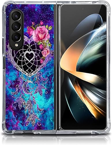Beaucov Funda para Galaxy Z Fold 4, atrapasueños, protección contra caídas espaciales, a prueba de golpes, carcasa protectora de cuerpo completo de