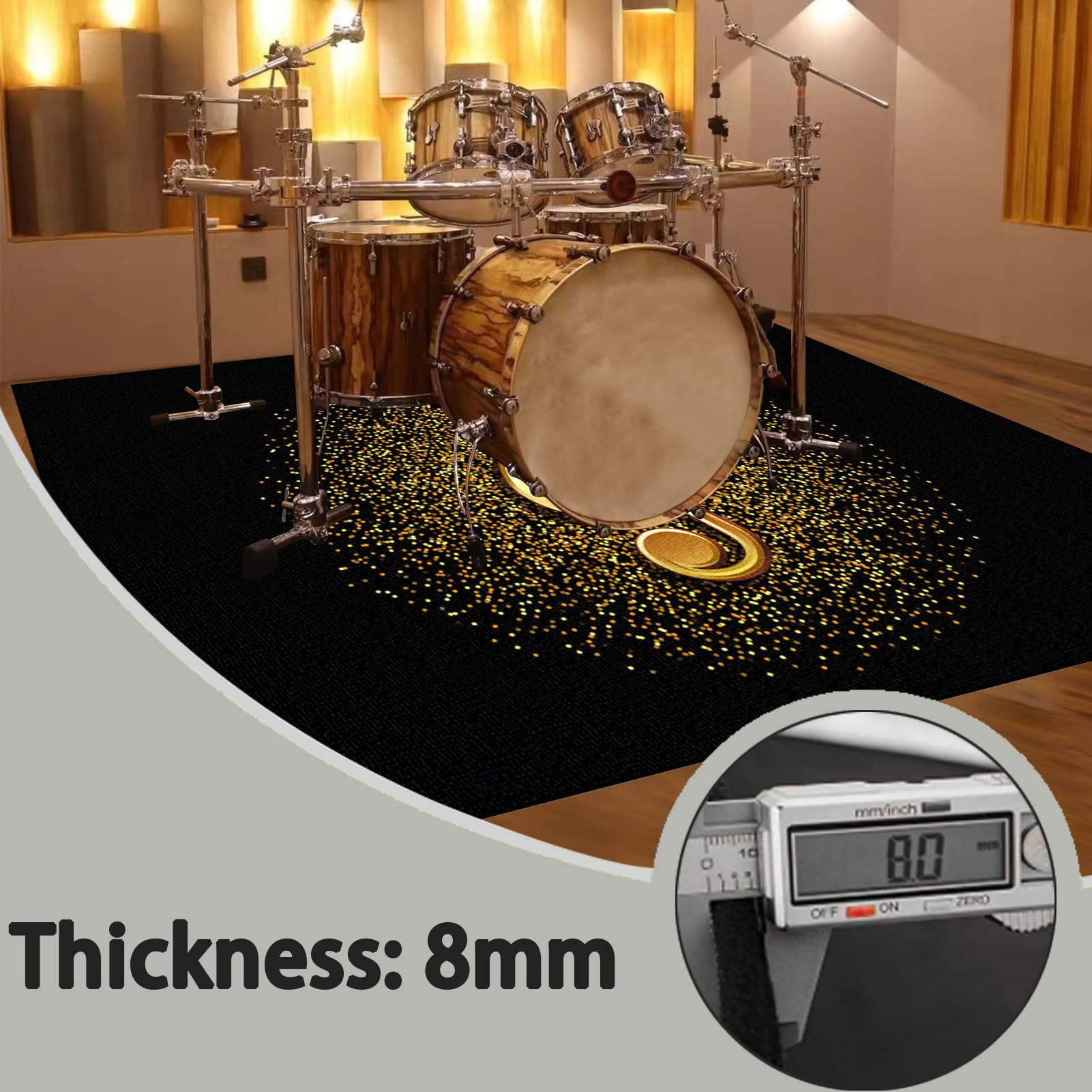 Schlagzeug Teppich Schlagzeugteppich Schallschutz Akustik Teppich Schallschutzmatte Drum Rug Drum Matte Trommelteppich rutschfeste Trommel Teppiche für Bass Drum Snare Jazz Drumteppich 200 x 160 cm