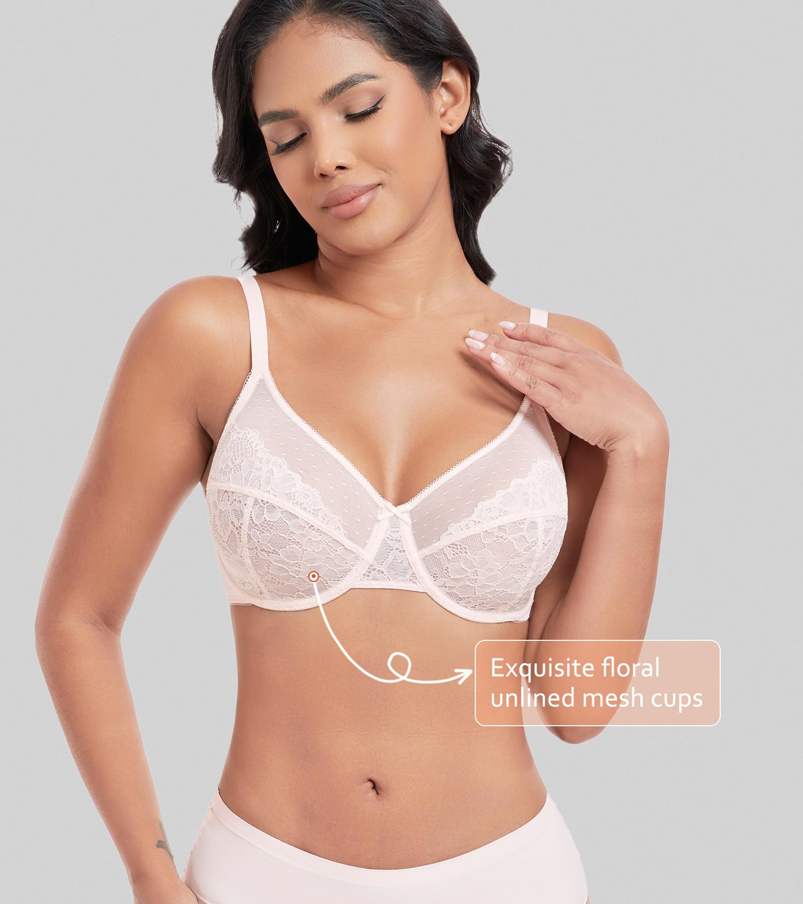 DotVol Soutien-Gorge pour Femmes Mince et léger Perspective Lace Confort Quotidien